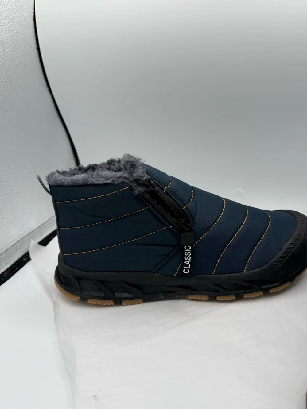 Moving Steps Zermatt Women's Navy Quilted Faux-Fur Ankle Booties New
